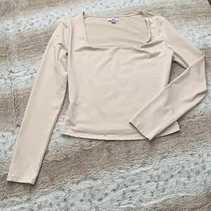 Bar III Beige Long Sleeve Top